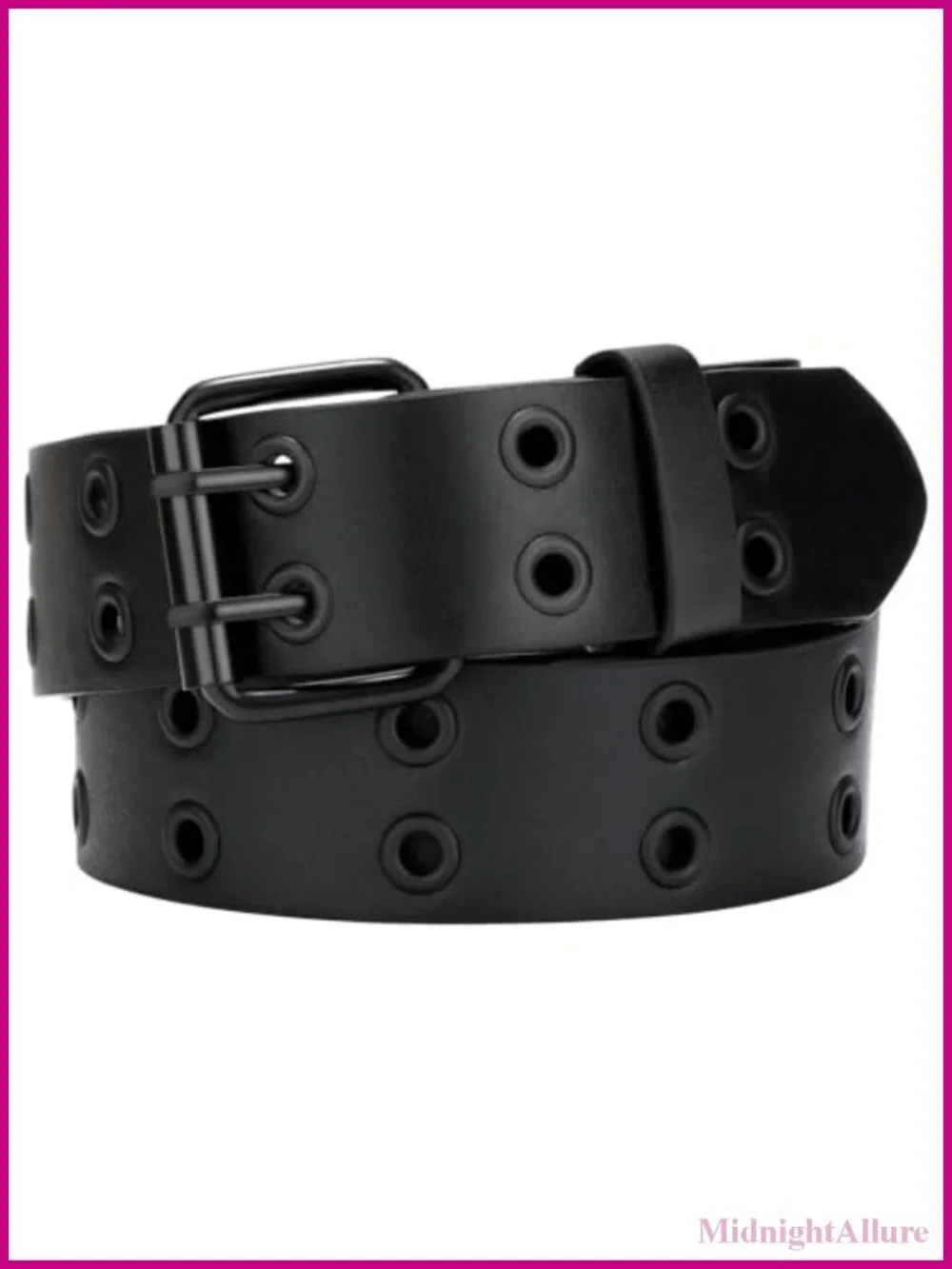 Studded Double Grommet Faux Leather Belt Punk Y2K Adjustable Women's 1.5in